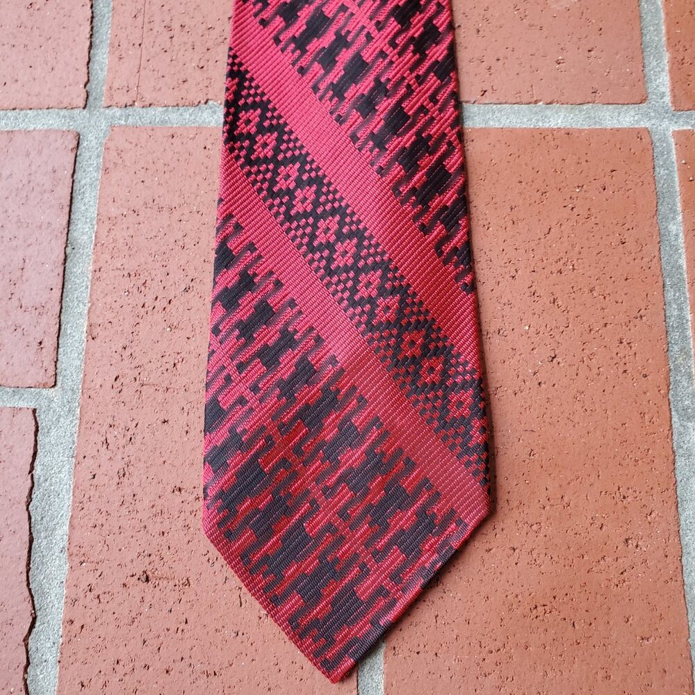 Vintage 100% acetate LONG 58" tie red RN34888